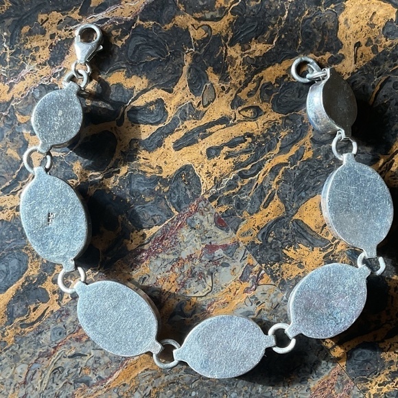 Sterling Silver 925 Turquoise/Tiger Eye/Carnelian/Blue Chalcedony Bracelet - Picture 9 of 11